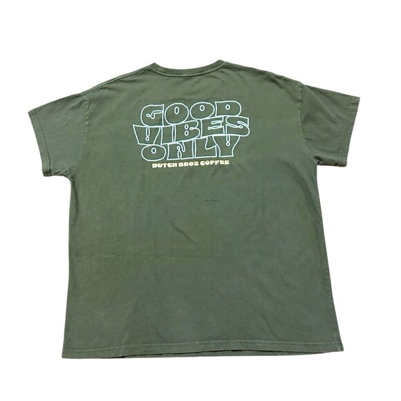 Dutch Bros brothers coffee T-shirt XL Olive Green Good Vibes Only Short Sleeve - Picture 8 of 13